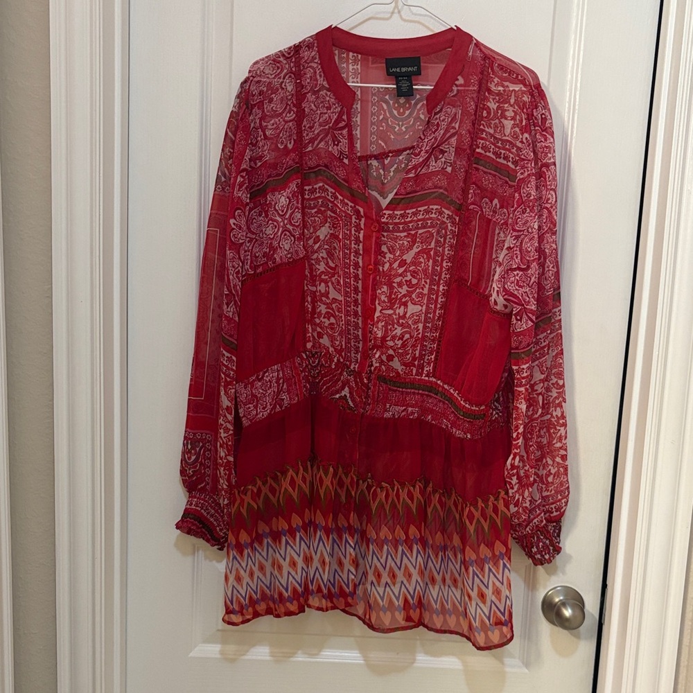 Lane Bryant Red Patterned Women's Blouse